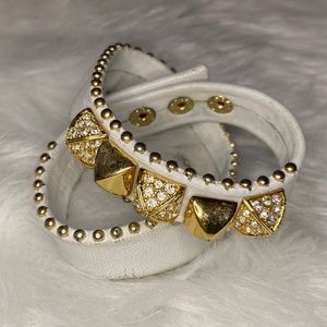 pave pyramid studded double wrap bracelet